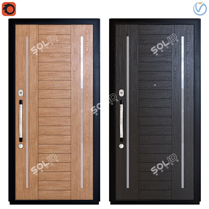 Rustic Wooden Exterior Door 3D model image 1