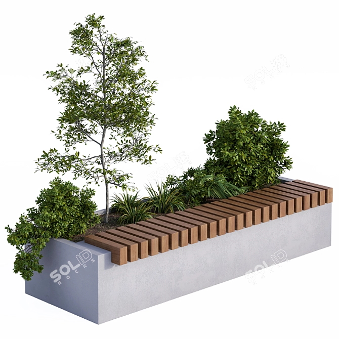 Modern Plant Bench: Urban Oasis 3D model image 1