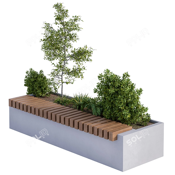 Modern Plant Bench: Urban Oasis 3D model image 2