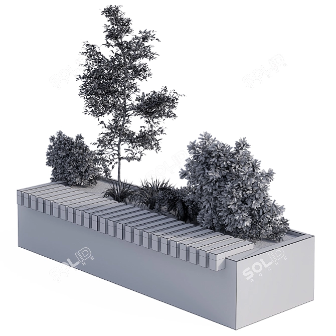 Modern Plant Bench: Urban Oasis 3D model image 3