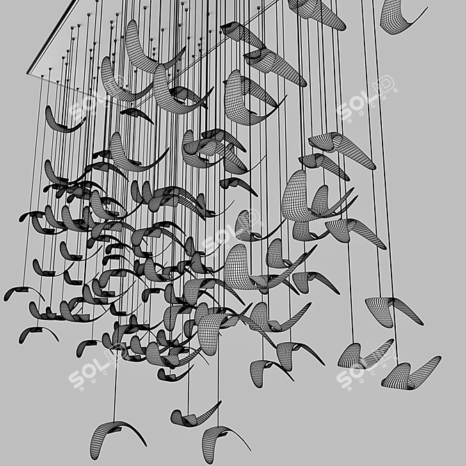 Graceful Butterfly Chandelier 3D model image 6