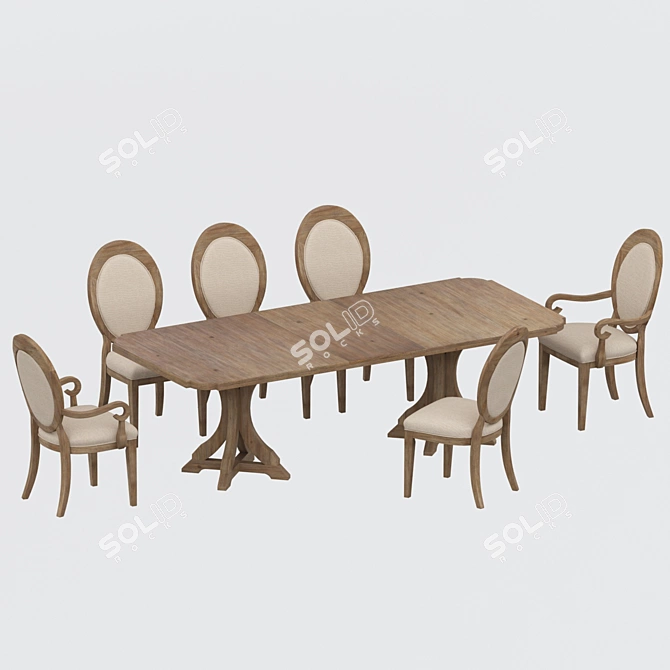 Corsica Dining Set: Table, Chairs, Armchair 3D model image 1