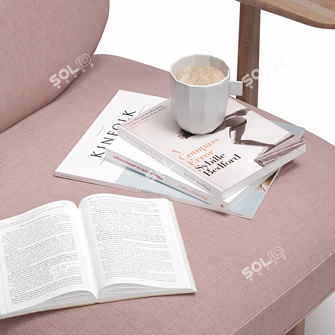 Elegant Oak Lounge Chair 3D model image 2