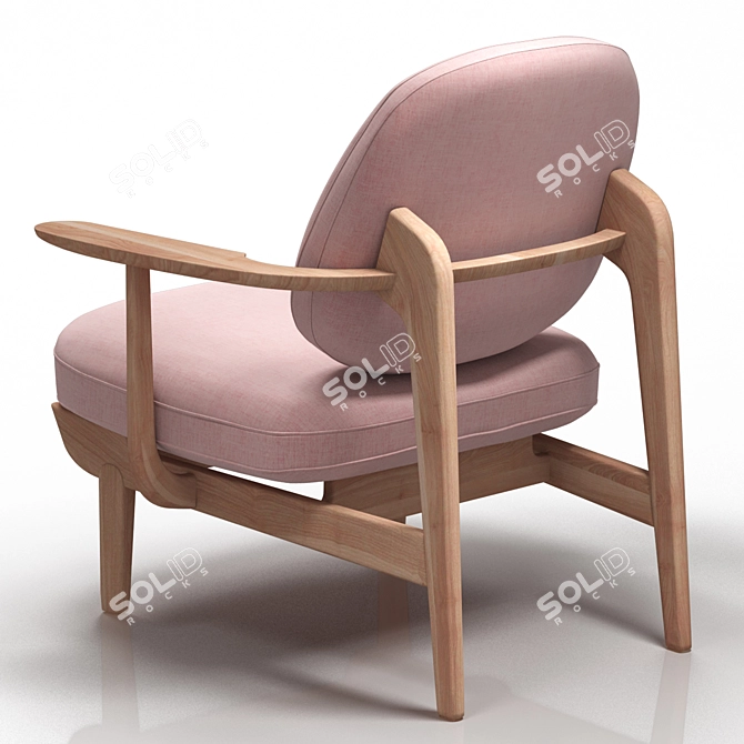 Elegant Oak Lounge Chair 3D model image 4