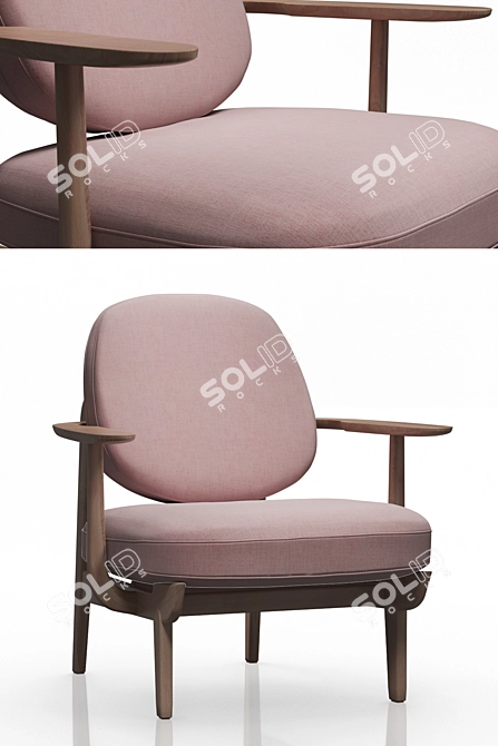 Elegant Oak Lounge Chair 3D model image 9