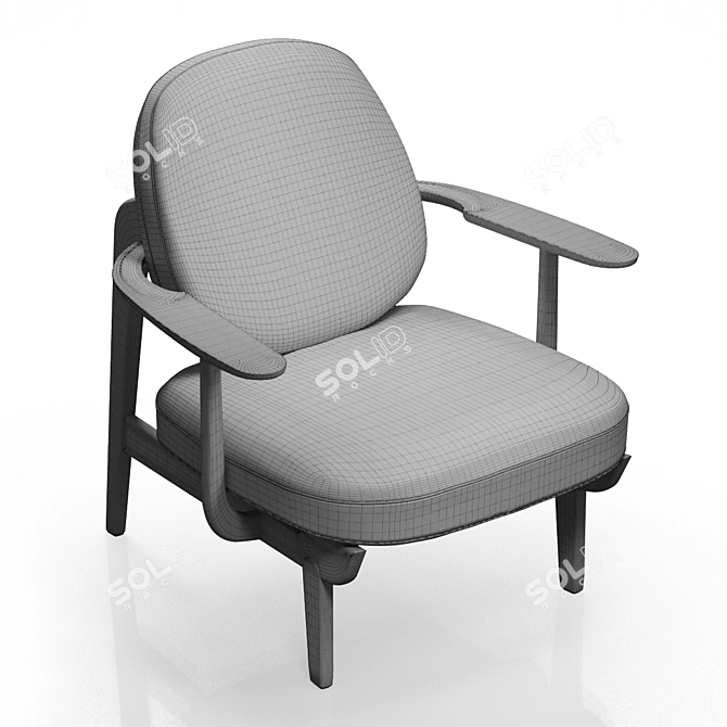 Elegant Oak Lounge Chair 3D model image 10