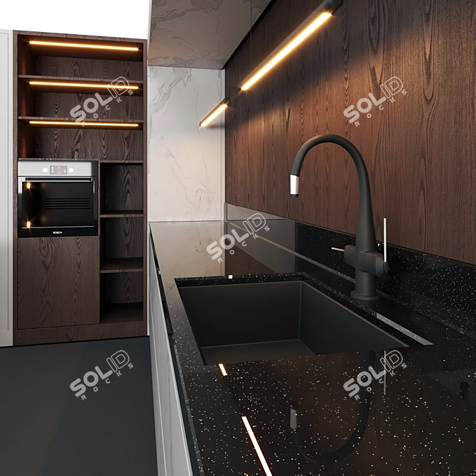 3D Kitchen Design with Textures 3D model image 2