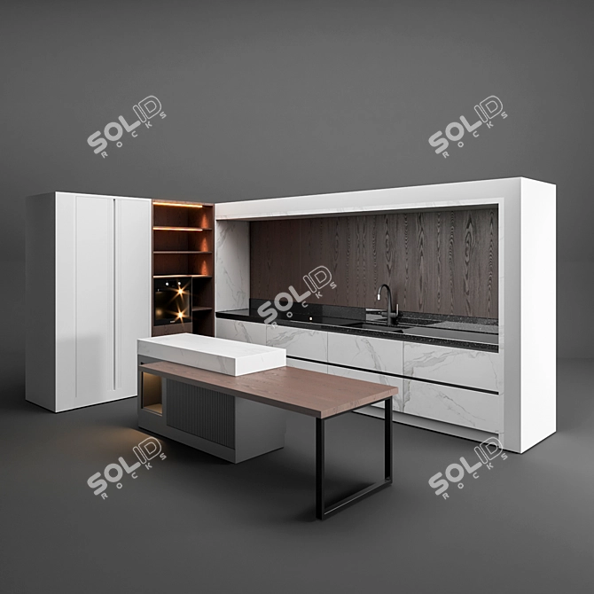 3D Kitchen Design with Textures 3D model image 5