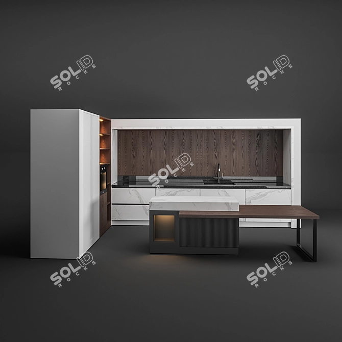 3D Kitchen Design with Textures 3D model image 6