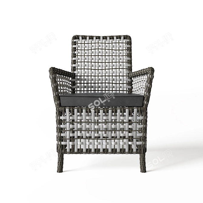 Elegant Ajour Rattan Chair 3D model image 2