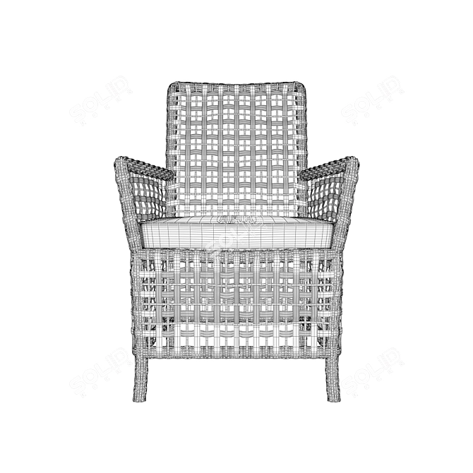 Elegant Ajour Rattan Chair 3D model image 4
