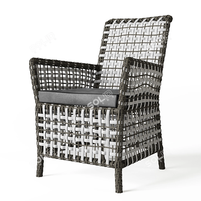 Elegant Ajour Rattan Chair 3D model image 5