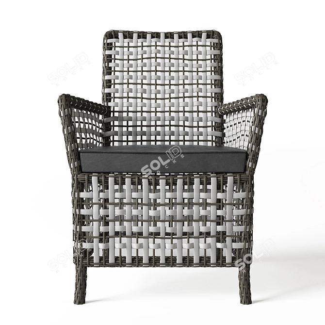 Elegant Ajour Rattan Chair 3D model image 6