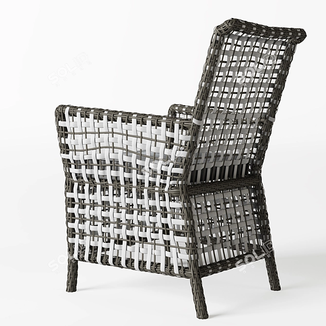 Elegant Ajour Rattan Chair 3D model image 7