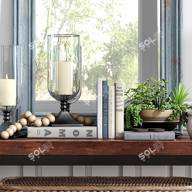 Reclaimed Wood Console Table 3D model image 2