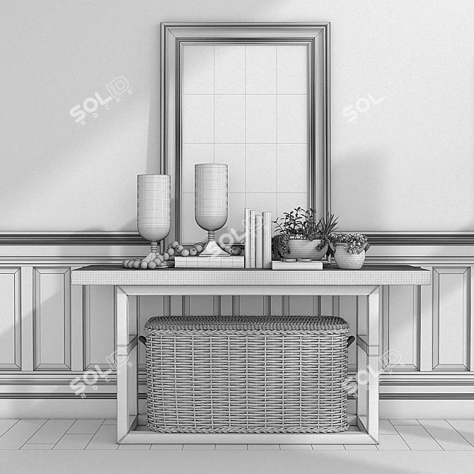 Reclaimed Wood Console Table 3D model image 3