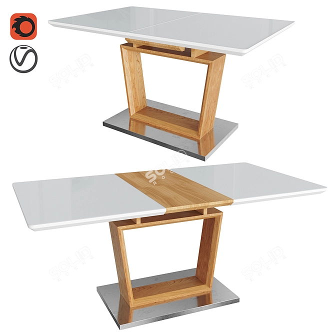 Sophisticated Solomon: Expandable Dining Table 3D model image 4