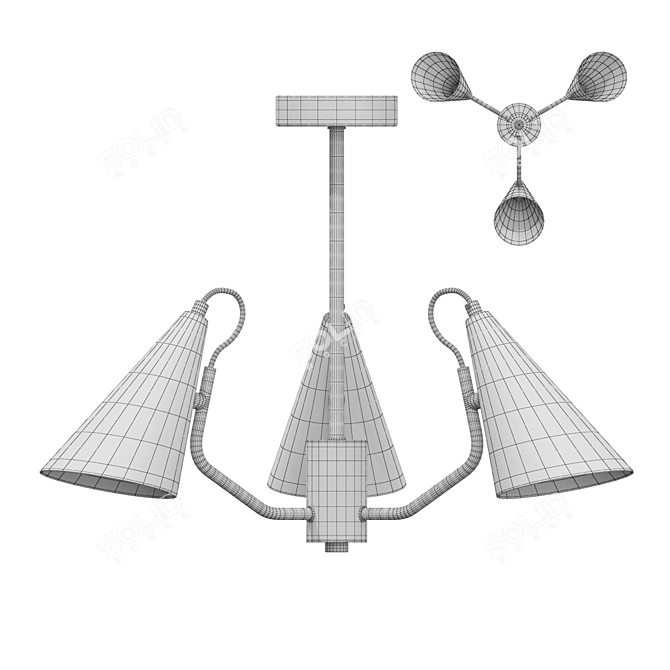 Modern Conical Pendant Lamp 3D model image 4