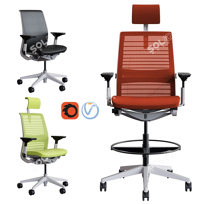 Steelcase Think Office Chair 3D model image 1