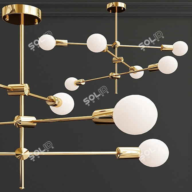 Modern Gold Glass Chandelier 3D model image 1