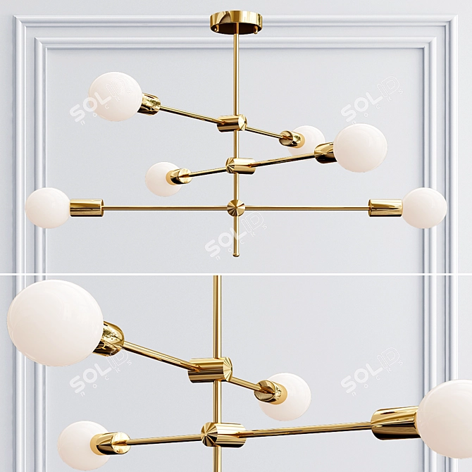 Modern Gold Glass Chandelier 3D model image 2