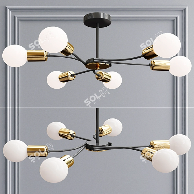 Modern 6-Lamp Chandelier 3D model image 1