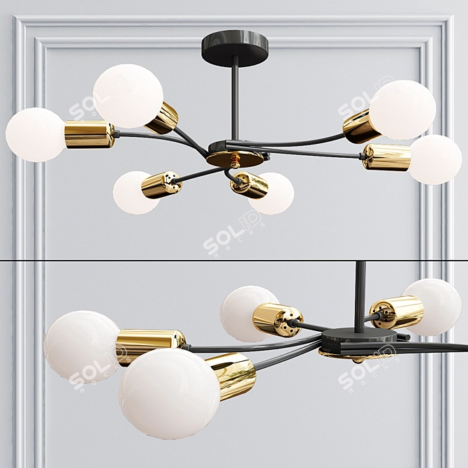 Modern 6-Lamp Chandelier 3D model image 2