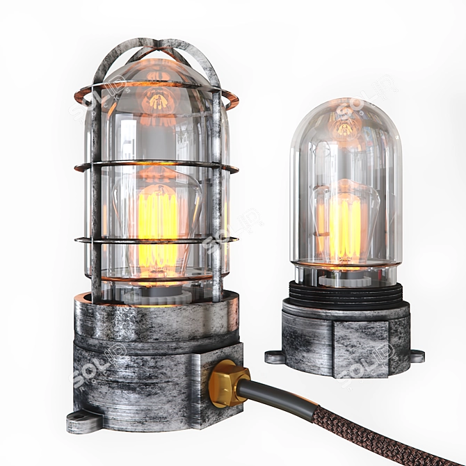 Authentic Steampunk Glass Edison Table Lamp 3D model image 1