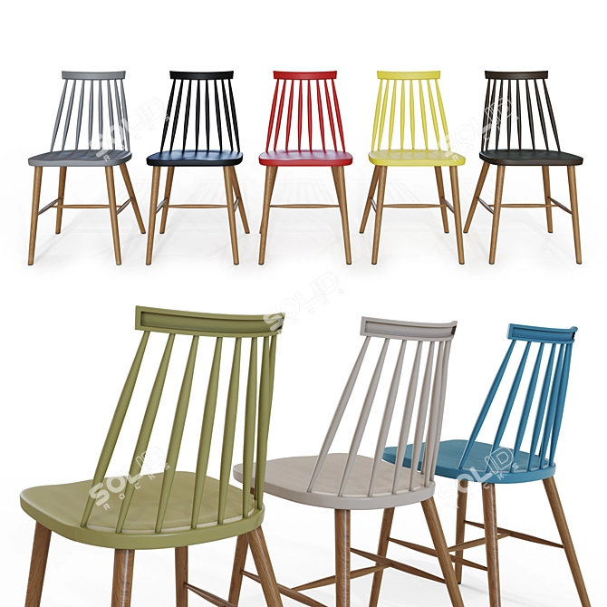 Modern Spindle Dining Chair 3D model image 1