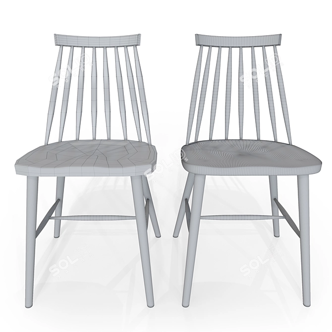 Modern Spindle Dining Chair 3D model image 3
