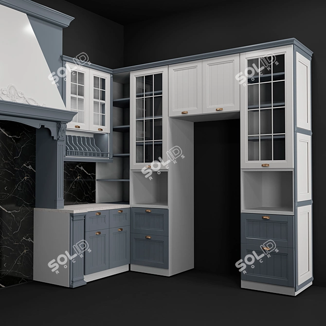 Classic Style Kitchen Furniture with Appliance Openings 3D model image 2