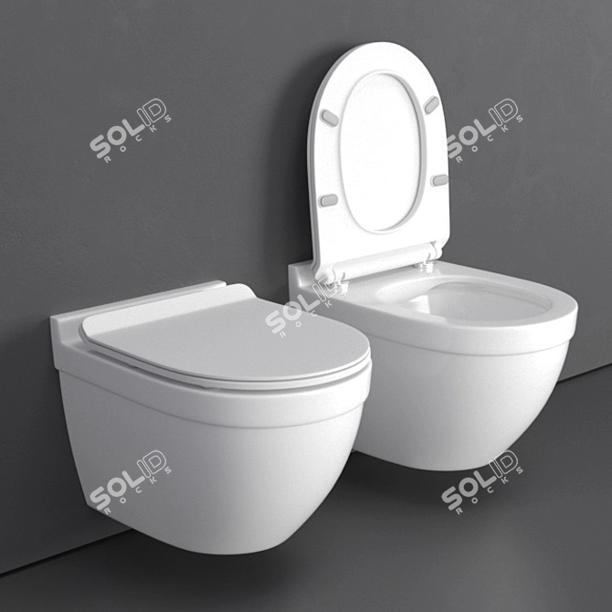 Modern Wall Hung Toilet: Cloud Essence 3D model image 1