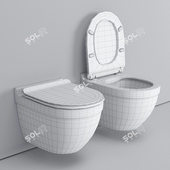 Modern Wall Hung Toilet: Cloud Essence 3D model image 2