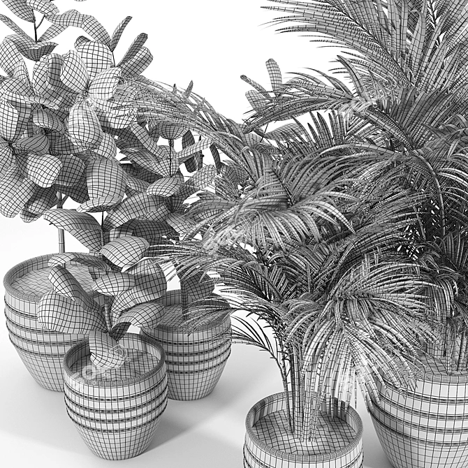 Modern Geometric Pot Planter Set 3D model image 4
