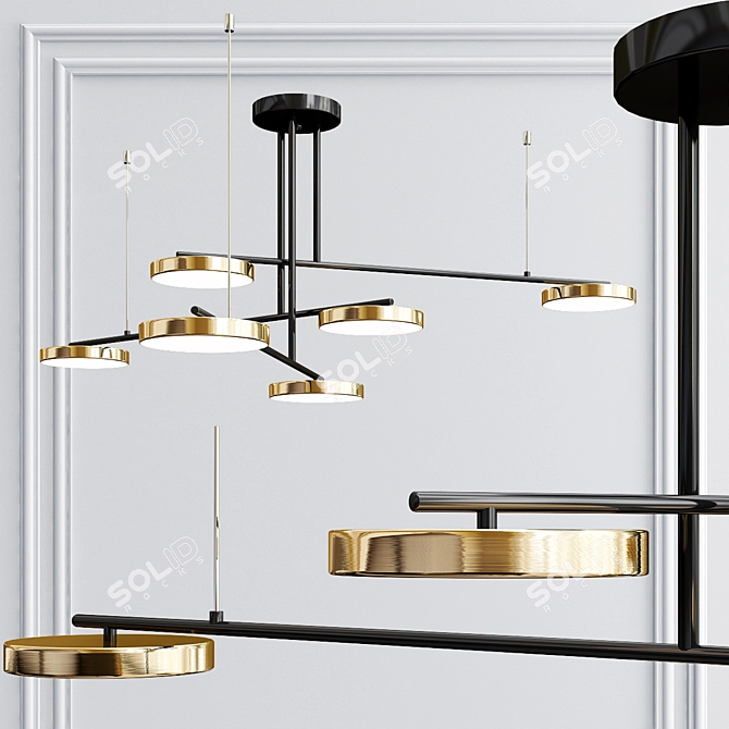 Gilded Metal Technum Light 3D model image 2