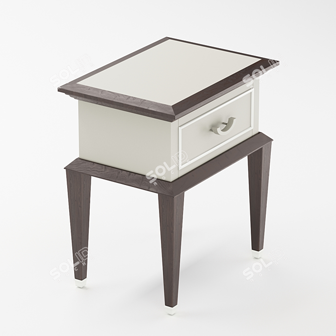 Art Deco Bedside Table with Metal Elements 3D model image 3