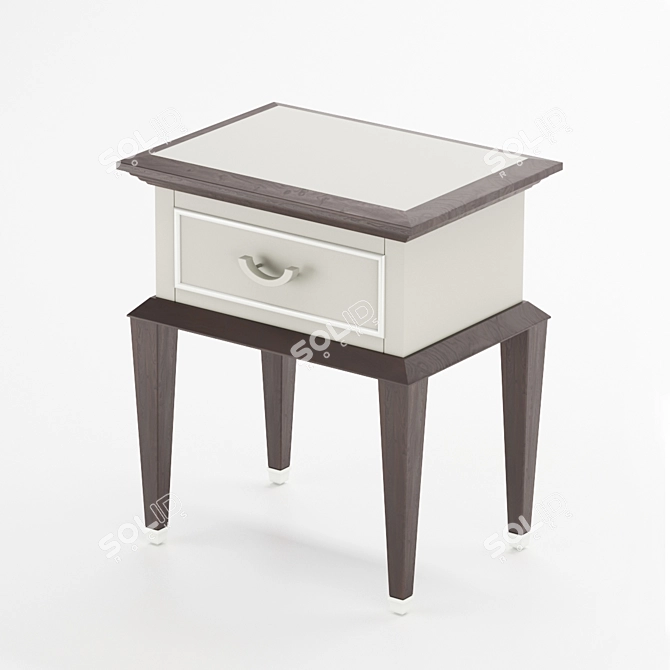 Art Deco Bedside Table with Metal Elements 3D model image 4