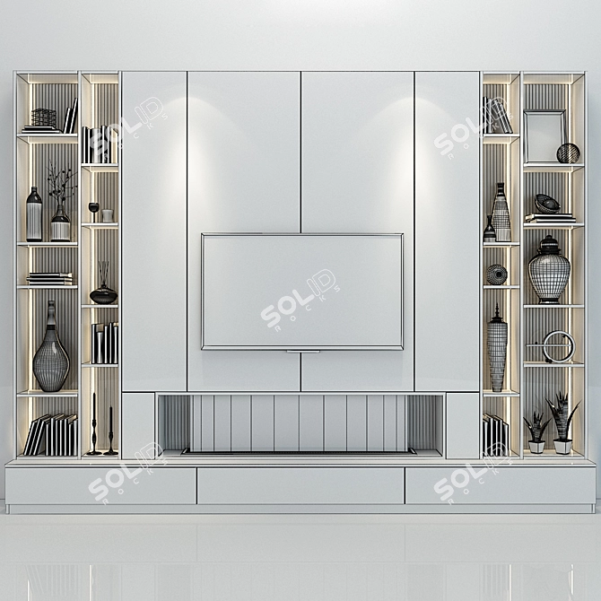 Modern TV Shelf for Stylish Entertainment Spaces 3D model image 2