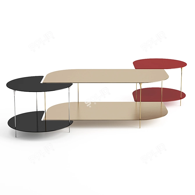 Roche Bobois: Small Long XL Table Set 3D model image 1