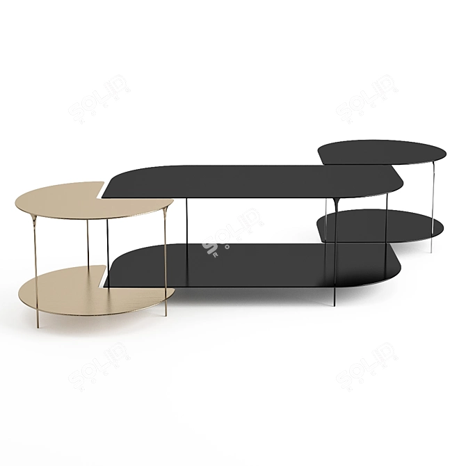 Roche Bobois: Small Long XL Table Set 3D model image 2