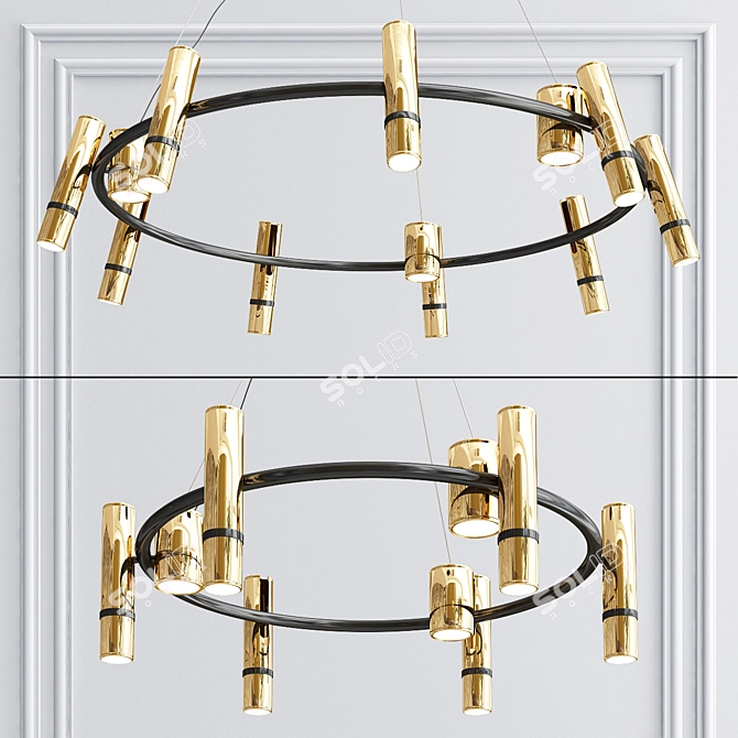 Modern Brass LED Pendant Light 3D model image 1