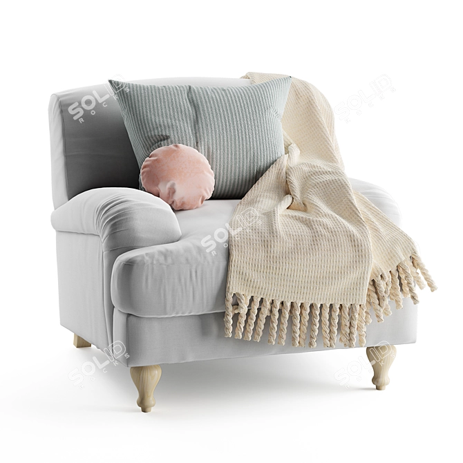 Elegant Rose Fabric Armchair 3D model image 1