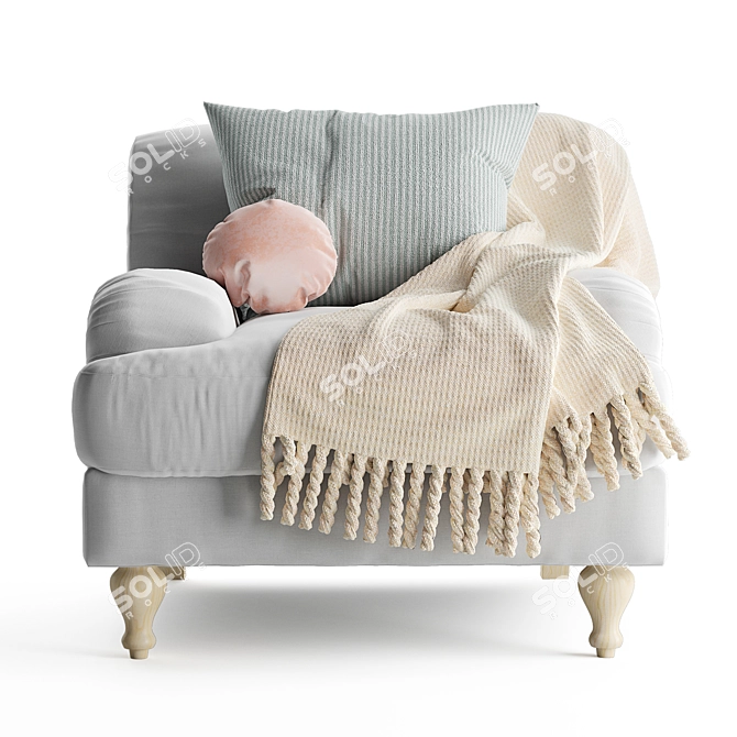 Elegant Rose Fabric Armchair 3D model image 2