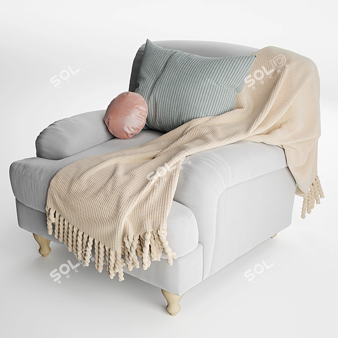 Elegant Rose Fabric Armchair 3D model image 3