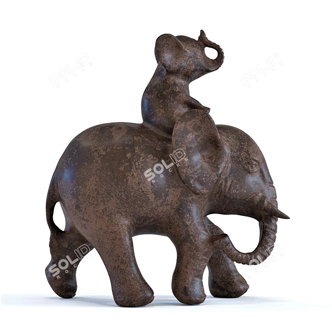 Cheerful Colonial Style Elephant Duo! 3D model image 1