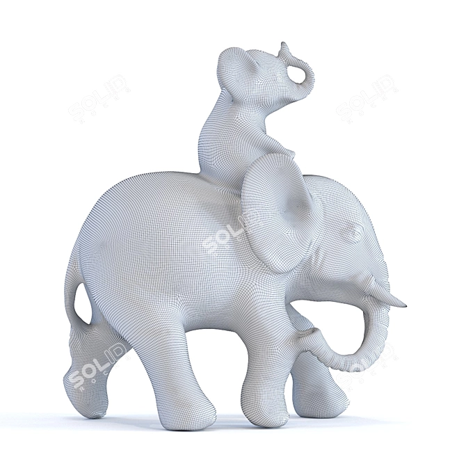 Cheerful Colonial Style Elephant Duo! 3D model image 2