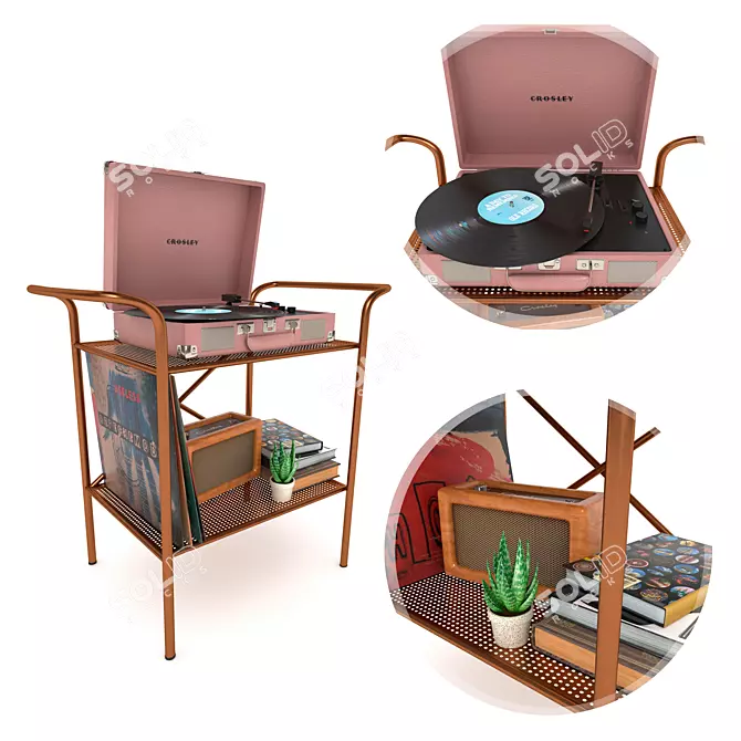 Vinyl Vibes: Decor Set with Turntable, Records & Speaker 3D model image 1
