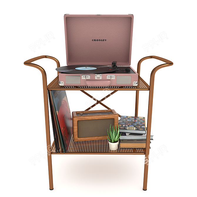 Vinyl Vibes: Decor Set with Turntable, Records & Speaker 3D model image 2