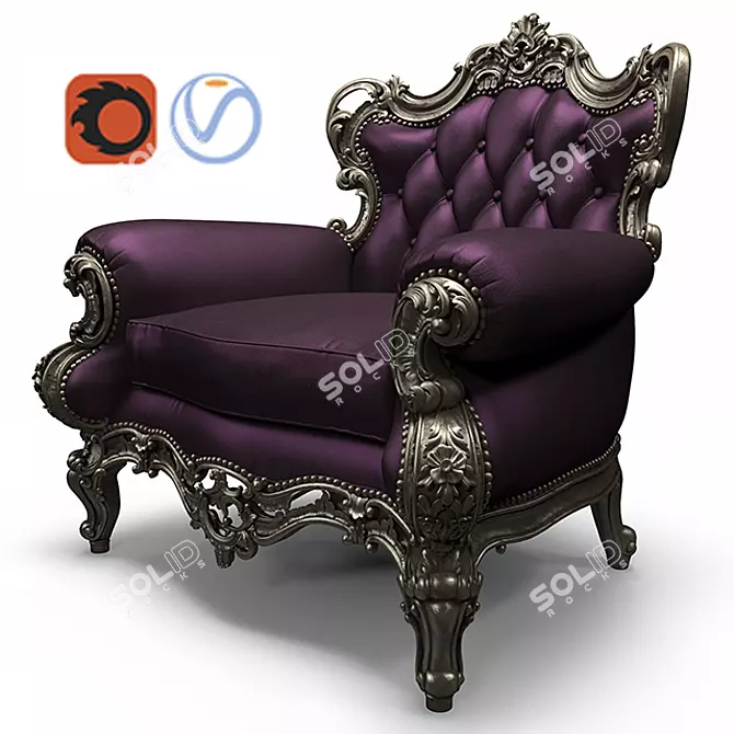 Luxury Royal Classic Armchair 3D model image 1