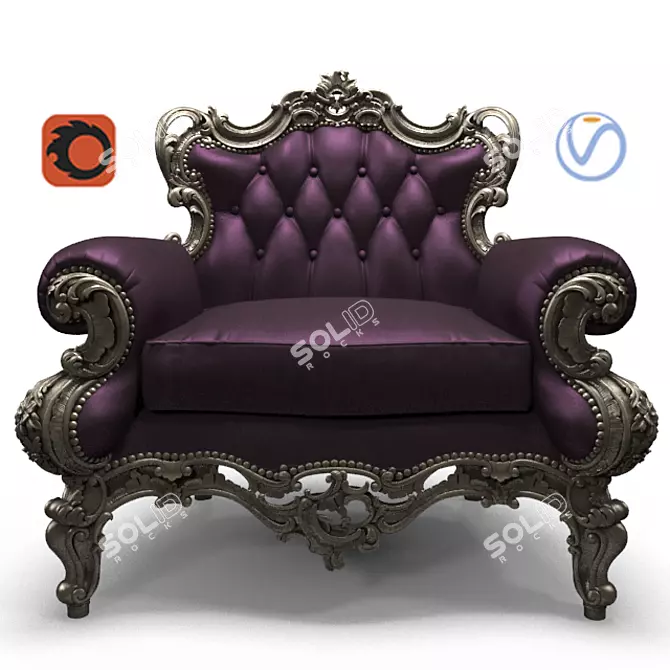 Luxury Royal Classic Armchair 3D model image 2